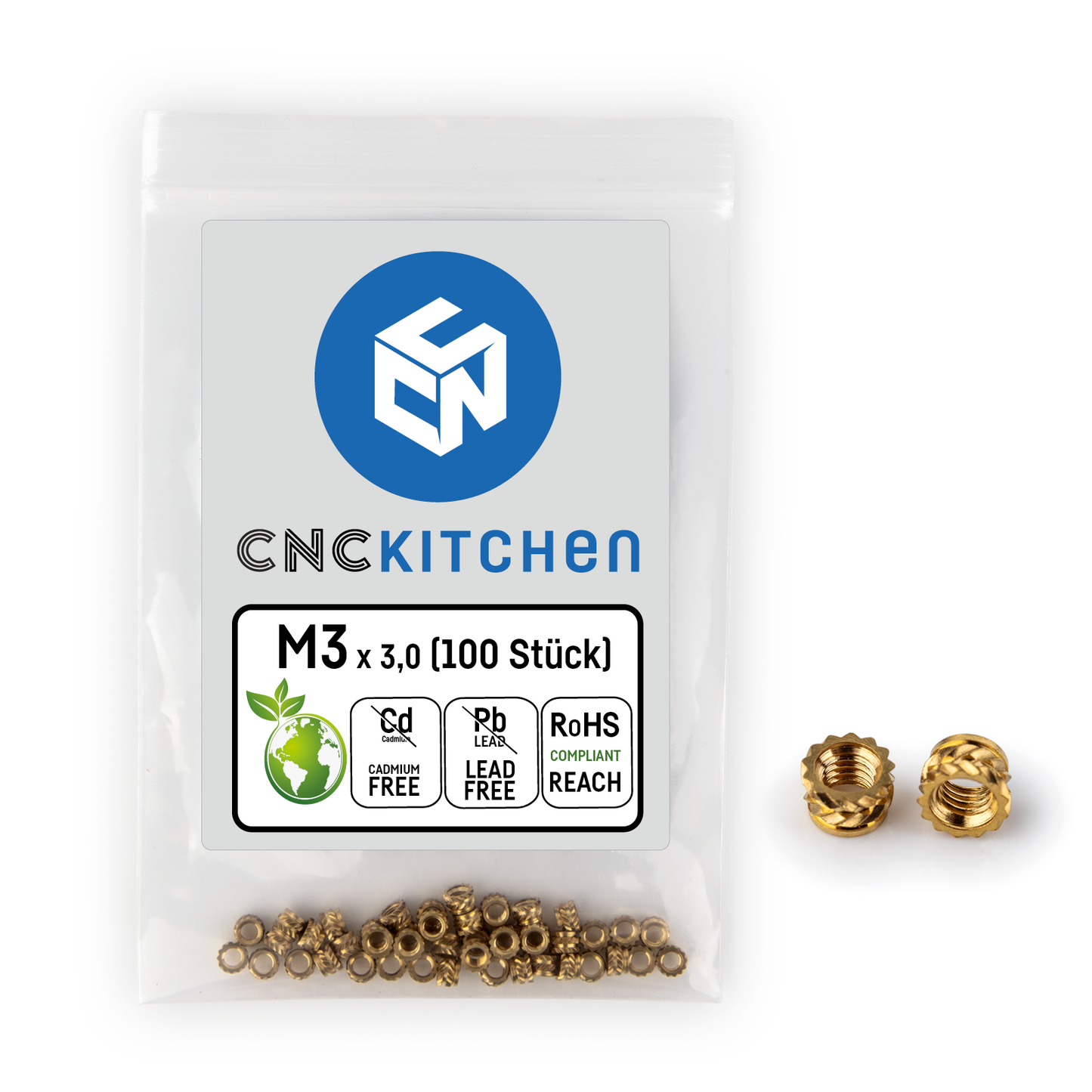 M3 Short Heat Set Insert - 100pcs