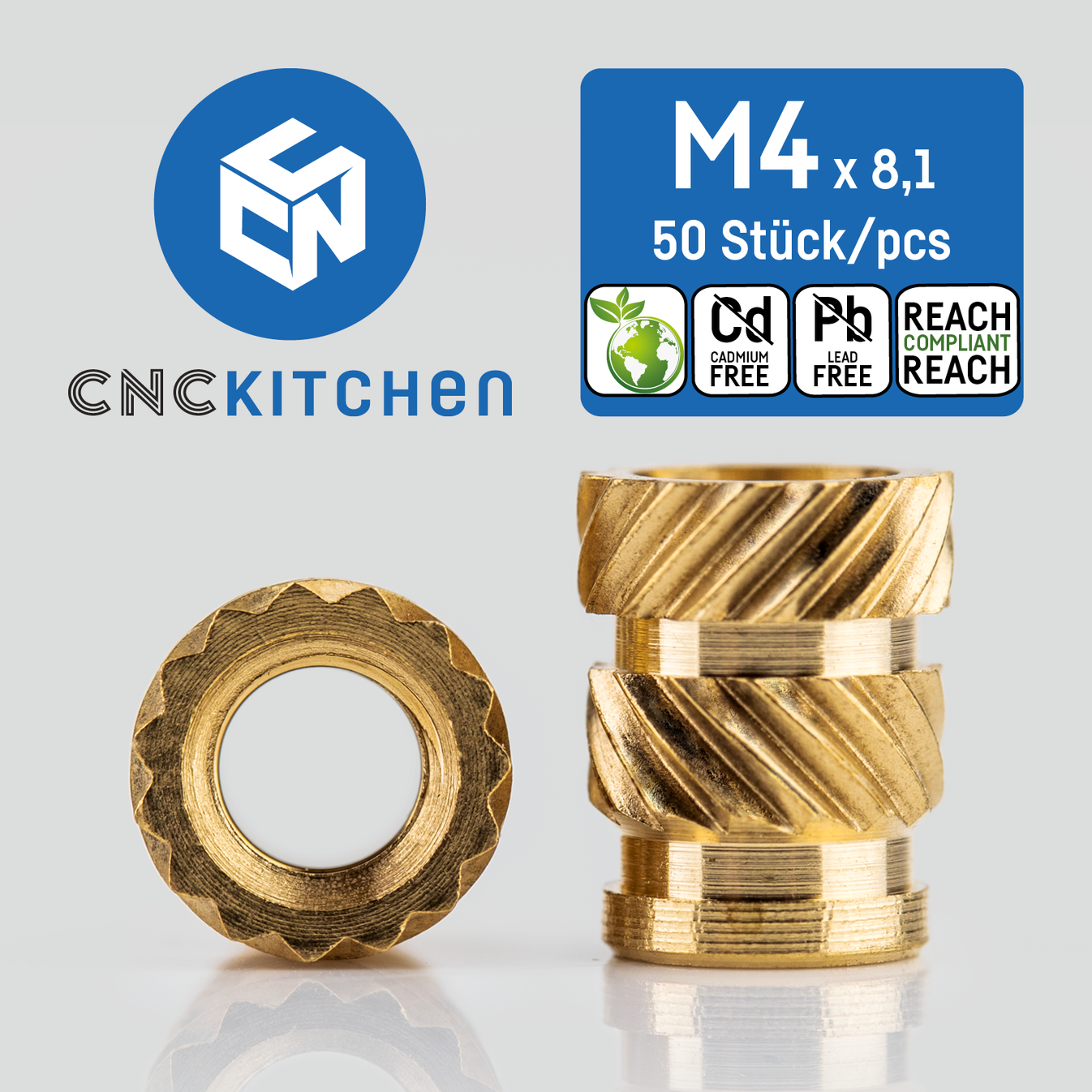 M4 Heat Set Inserts 50pcs Vector 3D