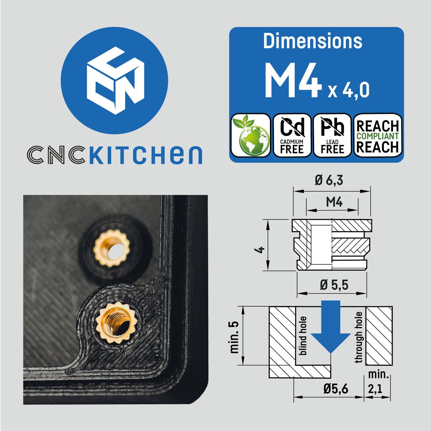 M4 Short Heat Set Insert - 50pcs