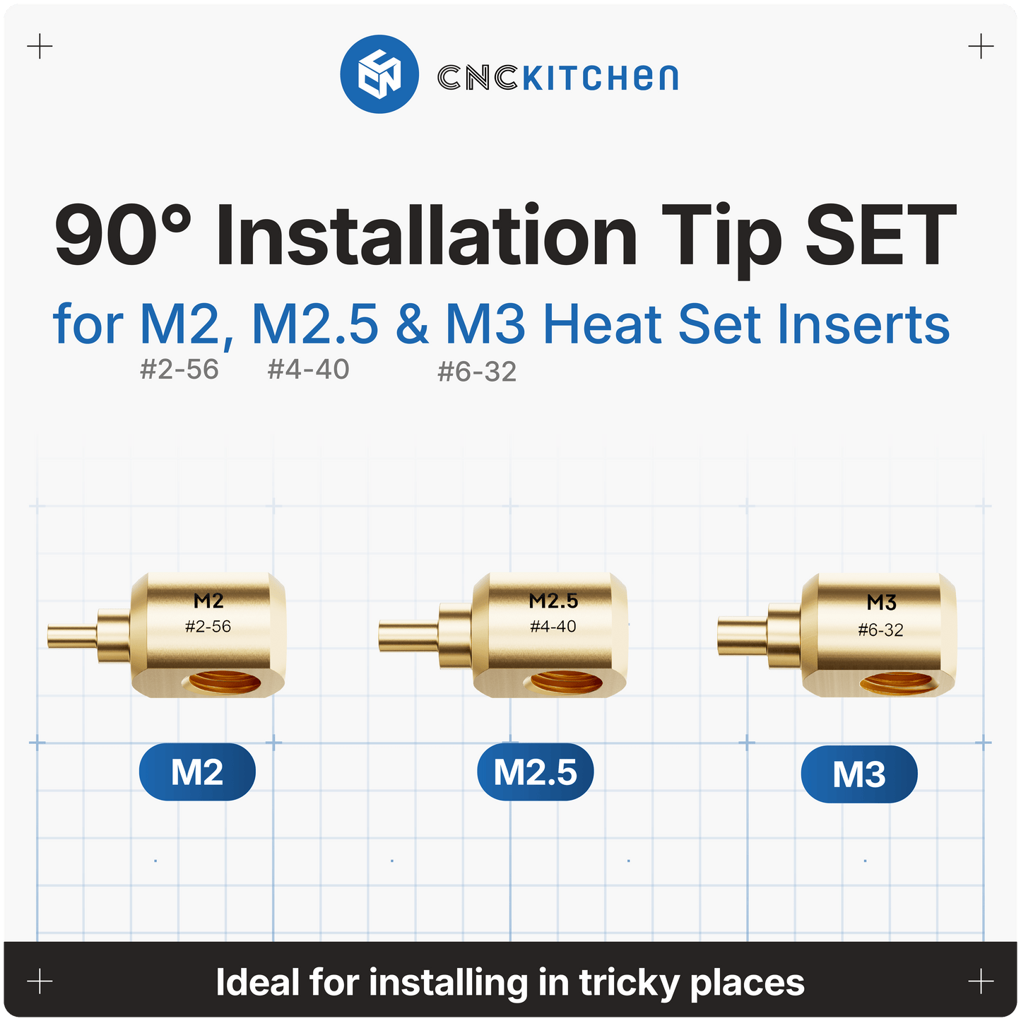 90° Installation Tip SET M2, M2.5 & M3