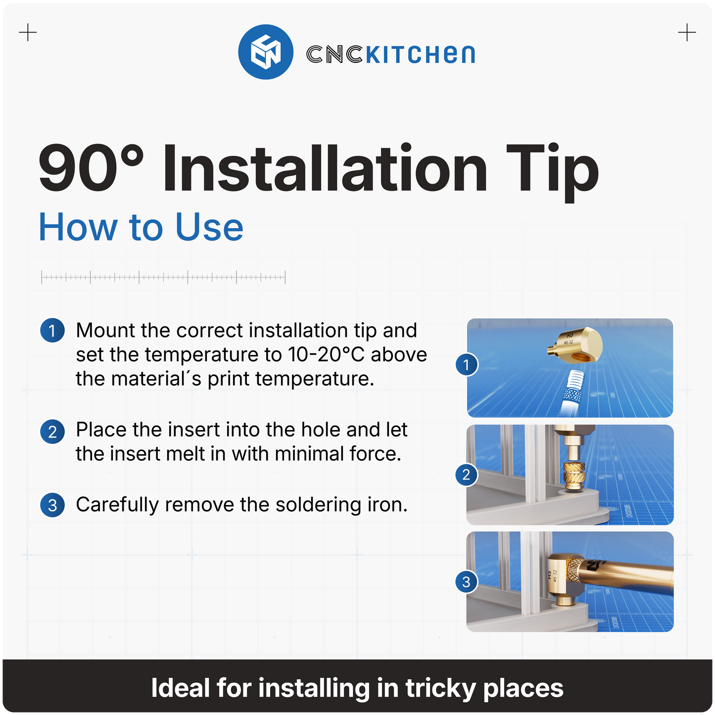 90° Installation Tip SET M4, M5, M6, M8