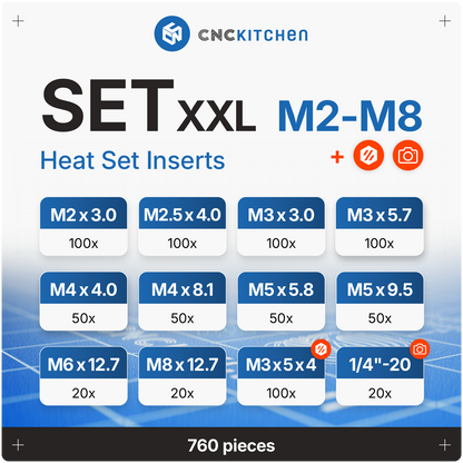 Heat Set Insert SET XXL - 760 pieces