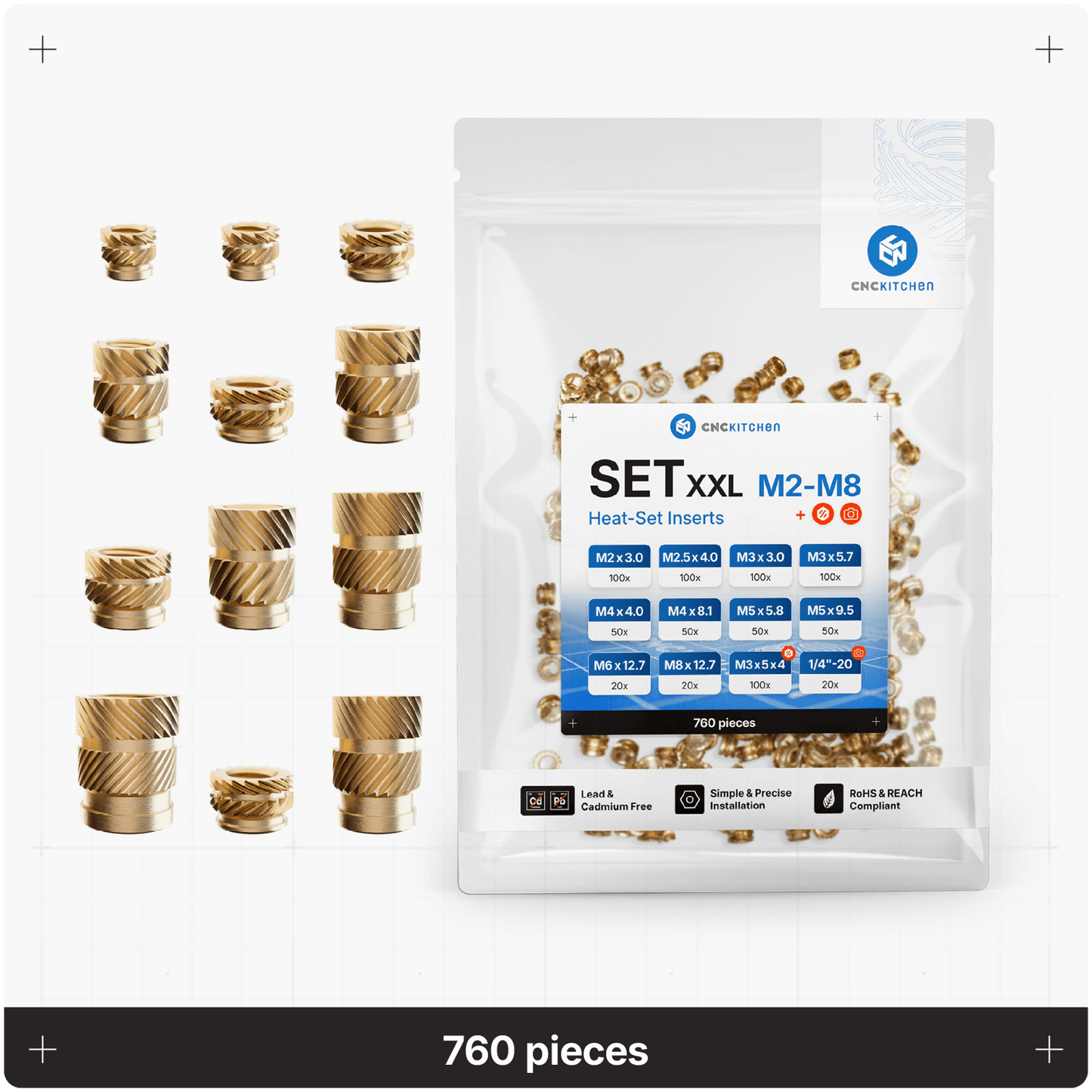 Heat Set Insert SET XXL - 760 pieces