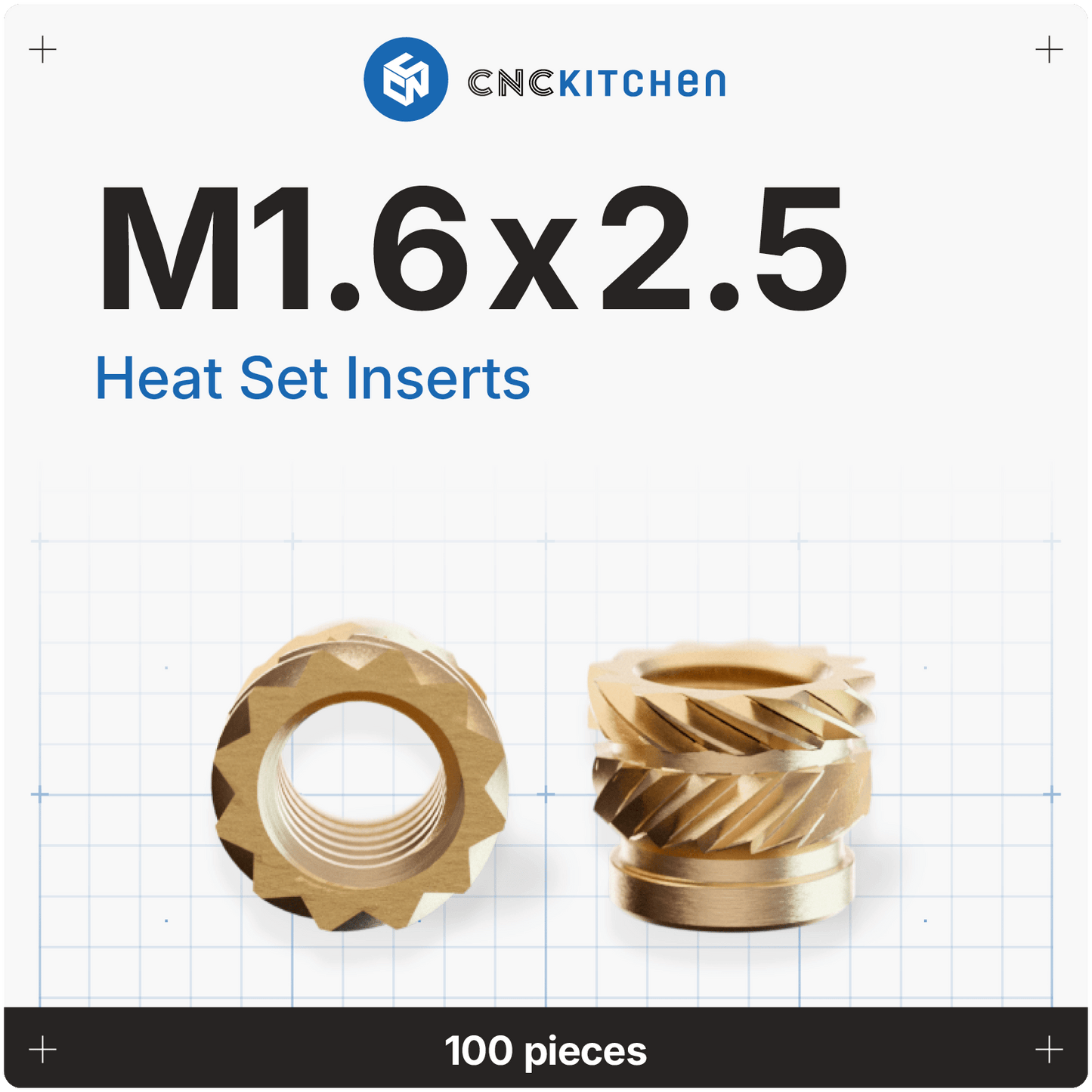 M1.6 x 2.5mm Heat Set Insert - 100pcs