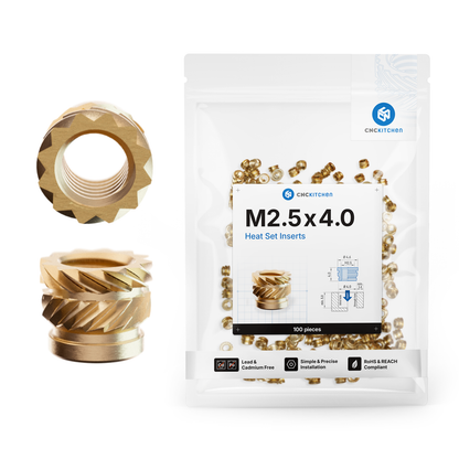 M2.5 x 4.0mm Heat Set Insert - 100 pieces