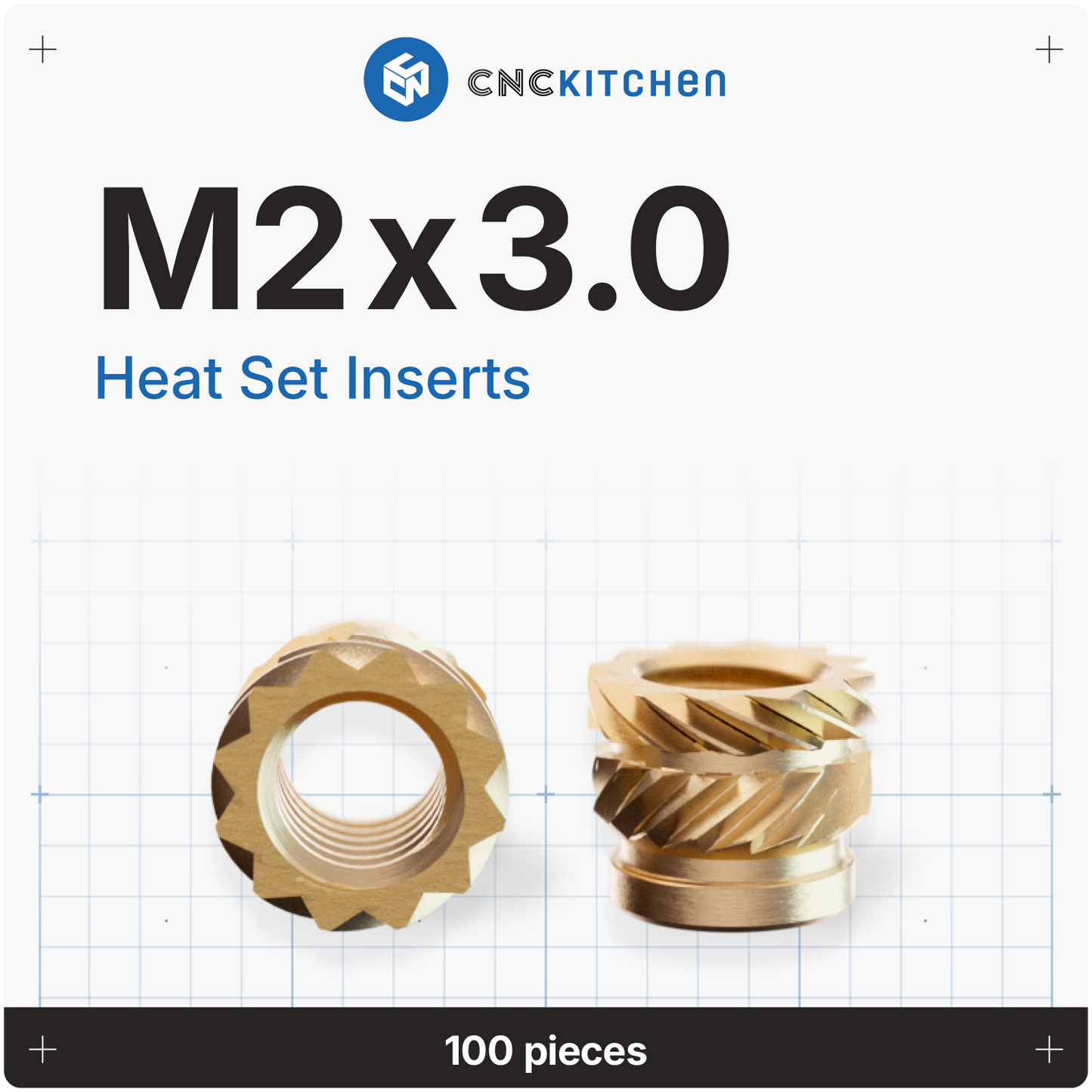 M2 x 3.0mm Heat Set Insert - 100 pieces
