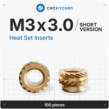 M3 x 3.0mm Short Heat Set Insert - 100 pieces