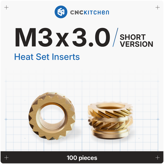 M3 x 3.0mm Short Heat Set Insert - 100 pieces