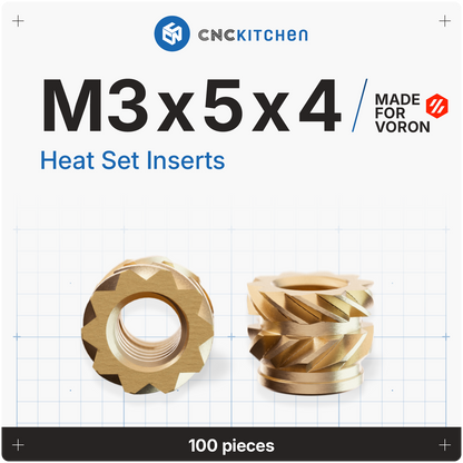 M3 x 5 x 4mm Voron Heat Set Insert - 100 pieces