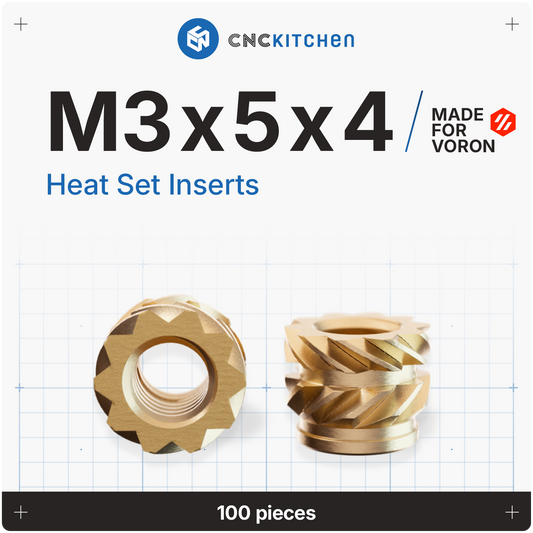 M3 x 5 x 4mm Voron Heat Set Insert - 100 pieces