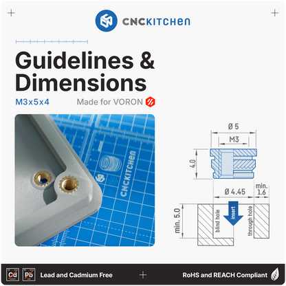 M3 x 5 x 4mm Voron Heat Set Insert - 100 pieces