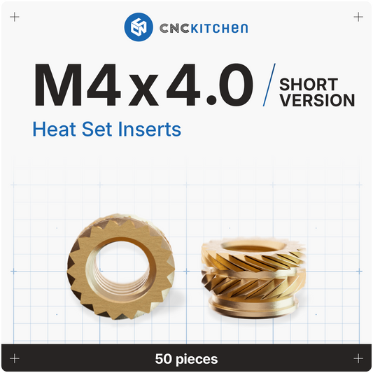 M4 x 4.0mm Short Heat Set Insert - 50 pieces