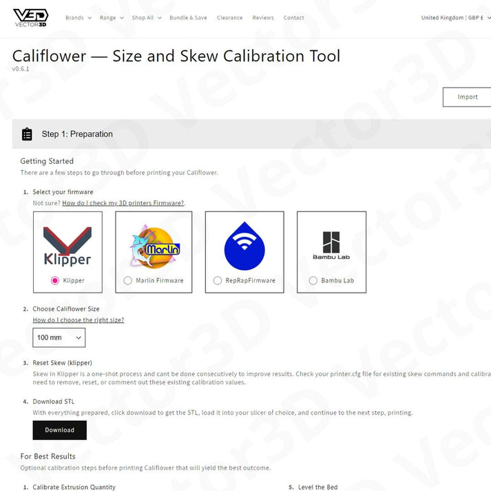 Vector 3D Califlower Mk2 – 3D Printer Calibration & Skew Fix